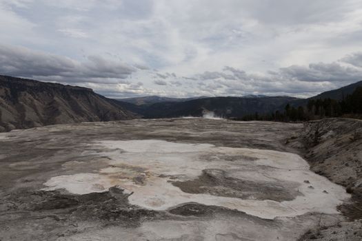 View from the top of Mammoth Hot Springs.