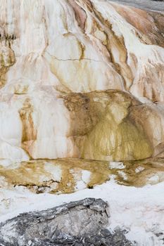 Closeup of Mammoth Hot Springs in Yellowstone National Park.