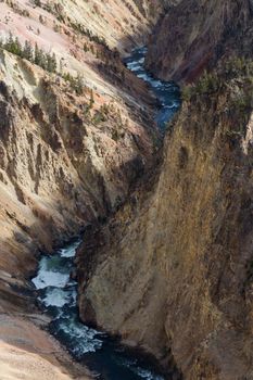 The Yellowstone River runs through the bottom of the Grand Canyon of Yellowstone.