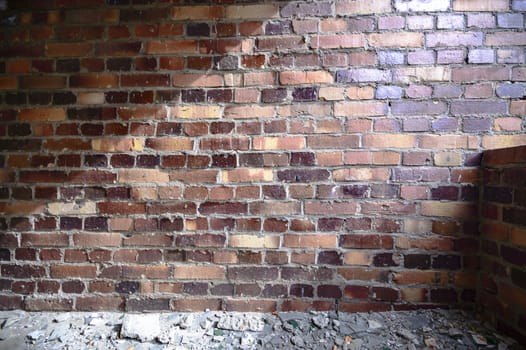 wide angle view of an old wall abandoned factory building