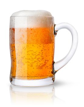 Mug of light beer isolated on white background