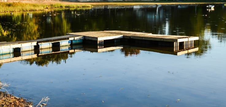 Angled dock on a northern lake