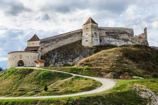 Rasnov, Brasov, Transylvania, Romania - 21th October 2014: Look to Medieval saxon fortress Rosenau