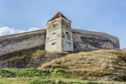 Rasnov, Brasov, Transylvania, Romania - 21th October 2014: Look to Medieval saxon fortress Rosenau