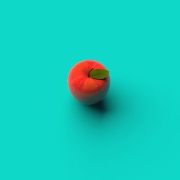 3D RENDERING OF AN APPLE ON PLAIN BACKGROUND