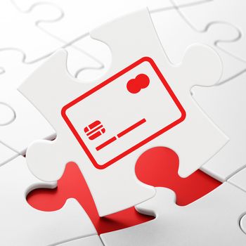 Finance concept: Credit Card on White puzzle pieces background, 3D rendering