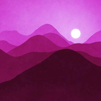 An abstract pink landscape background graphic with sun