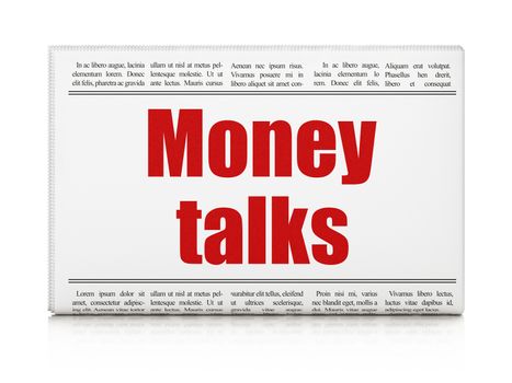 Finance concept: newspaper headline Money Talks on White background, 3D rendering