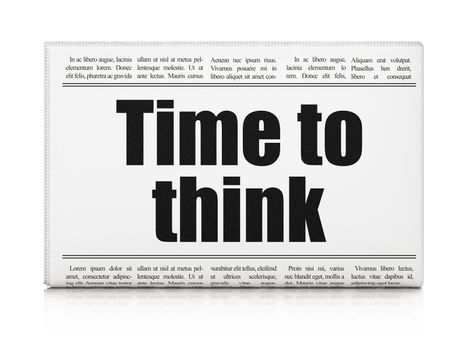 Timeline concept: newspaper headline Time To Think on White background, 3D rendering