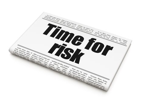 Timeline concept: newspaper headline Time For Risk on White background, 3D rendering