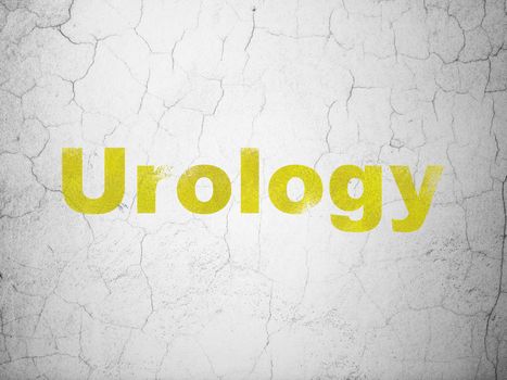 Healthcare concept: Yellow Urology on textured concrete wall background