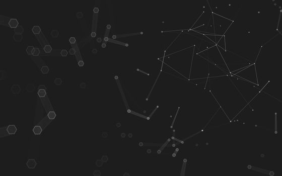 Abstract polygonal space low poly dark background with connecting dots and lines. Connection structure. 3d rendering