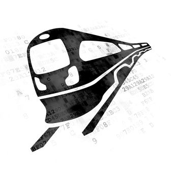 Tourism concept: Pixelated black Train icon on Digital background
