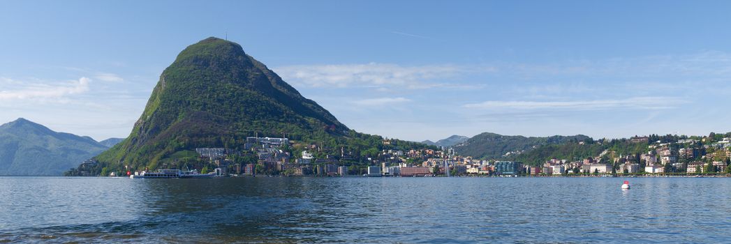 Lugano, Switzerland: view of the gulf from the botanical garden of the city