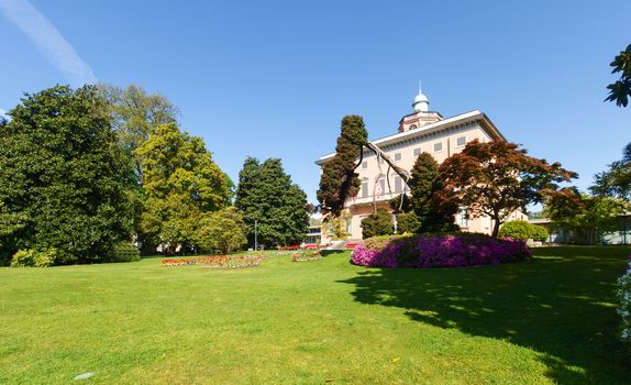 Lugano, Switzerland: view of the gulf from the botanical garden of the city