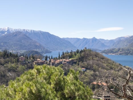 Lake of Como, Italy: Panorama of Lake Como, view of Bellagio and Como branch