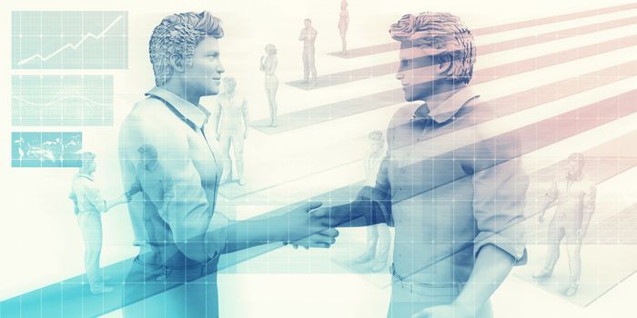 Business Handshake on Digital Technology Background Art