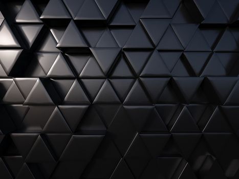 abstract triangle black metal background 3d rendering