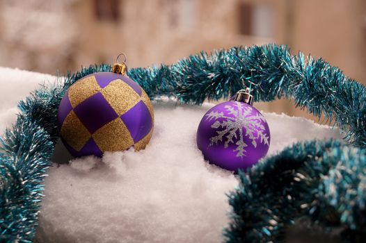 Fir-tree toy a plastic sphere with the draw