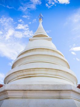 Thai style pagoda of Wat Pra Dhat Pha Ngao Temple Chiang Rai Thailand made of White Mosaic