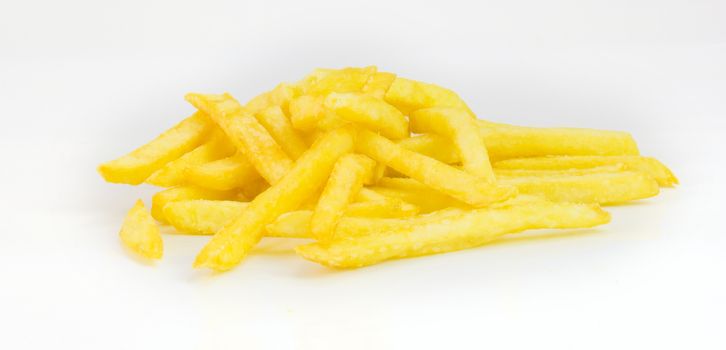 popular fast food french fries isolated on white background