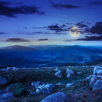 white sharp stones on the hillside