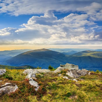 white sharp stones on the hillside