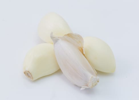 Fresh white garlic isolated on white background