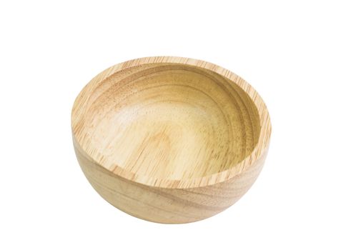 wooden bowl isolated on white background, wood bowl