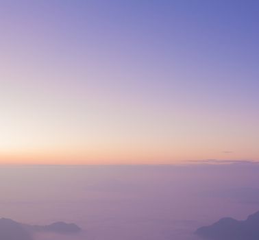 pastel color sky blur background mountain view sunrise