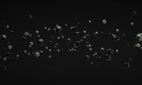 abstract cube object black and gray 3d rendering