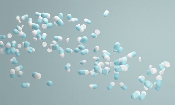 Pastel color medicine  capsule  background,  3d rendering