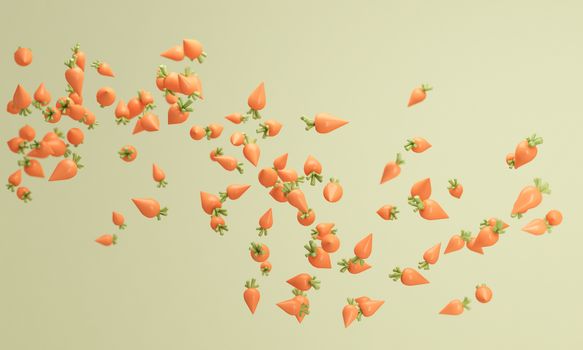 Pastel color carrot background, lovely pastel background 3d rendering