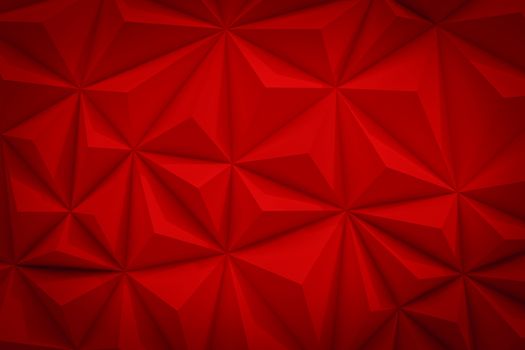 Abstract red low poly background with copy space 3d render
