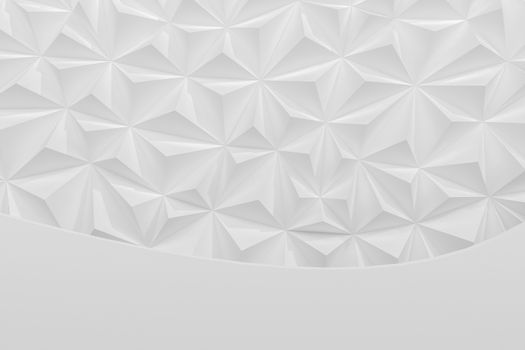 Abstract white low poly background with copy space 3d render