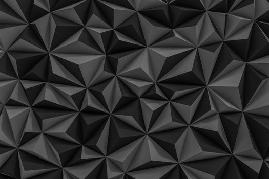 Abstract black low poly background with copy space 3d render