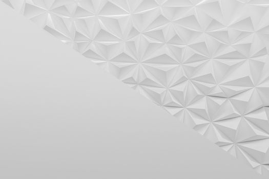 Abstract white low poly background with copy space 3d render