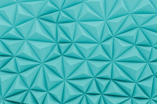 Abstract teal low poly background with copy space 3d render