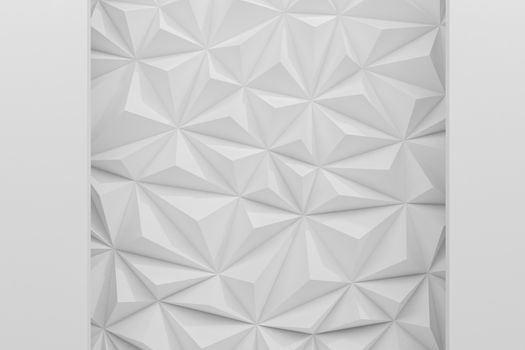 Abstract white low poly background with copy space 3d render