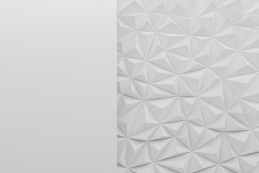 Abstract white low poly background with copy space 3d render