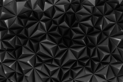 Abstract black low poly background with copy space 3d render