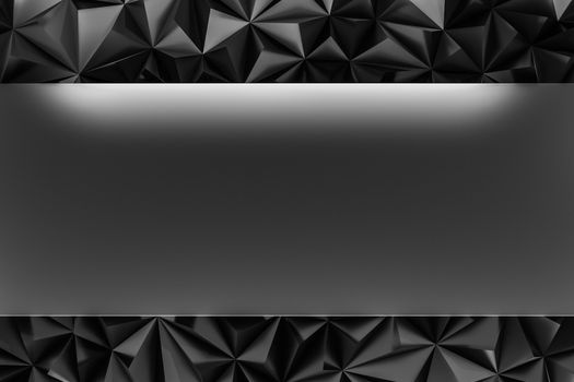 Abstract black low poly background with copy space 3d render