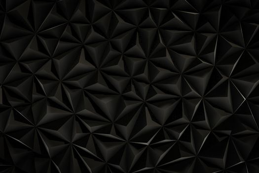 Abstract black low poly background with copy space 3d render