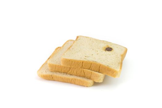 raisin bread isolated on white