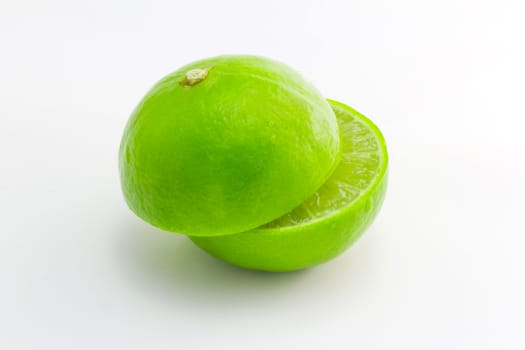 green lime lemon isolated on white