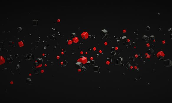 abstract red atom nano technology particle background 3d rendering