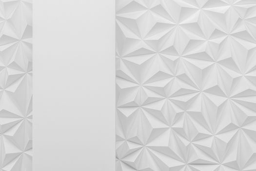 Abstract white low poly paper material background with copy space 3d render