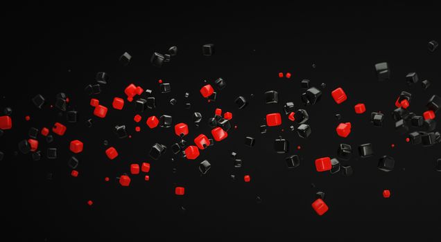 abstract red atom nano technology particle background 3d rendering