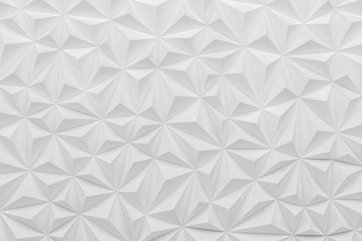 Abstract white low poly paper material background with copy space 3d render