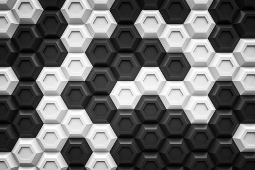 black and white hexagon Honeyomb modern technology black abstract 3d  background